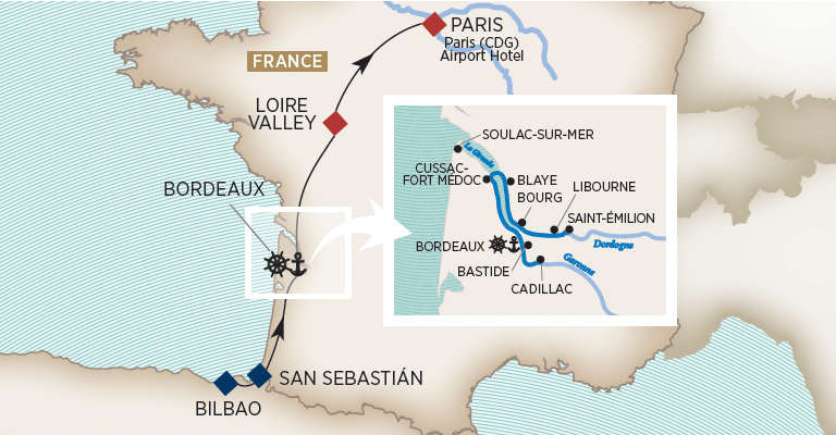 AMA Waterways Taste of Bordeaux Map
